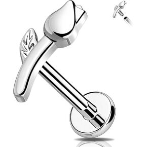 Melighting Flower Cartilage Earring 16G Titanium G23 Moon Helix Earring Internally Threaded Tragus Earring Clear Cz Flat Back Earring Stud For Women