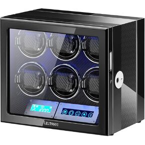 Watch Winder for 6/12 Winding Spaces Automatic Watches with Fingerprint Unlock, Ultra-Quiet Japanese Motors, Built-in LED Illumination and LCD Touchscreen Control…