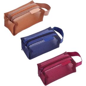 3pcs Portable Square Mesh Storage Bag,Zippered Mesh Cosmetic Bag,Small Square Mesh Coin Purse Travel Storage Carry Pouch (3pcs)