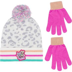 L.O.L. Surprise Beanie Hat and Gloves Set, Kids Knitted Winter Cap