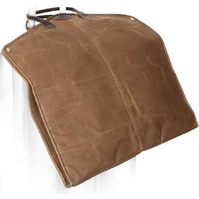 Polare 43" Waxed Canvas Full Grain Leather Trim Garment Bag for Travel, Large Carry on Business Suitcase Cover with YKK Zipper, Waterproof Hanging Suit Garment Cover with Handles,1 pack