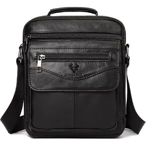 HUMERPAUL Small Messenger Bag for Men Sling Crossbody Shoulder Bag Genuine Leather Handbag Man Purse for Work Business