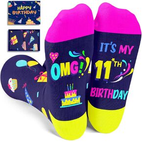 HAPPYPOP 11 Year Old Birthday Gifts Socks Ideas - Birthday Gifts for 11th Year Old Tween Boys Girls in Gift Box