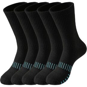 5 Pairs Men's Compression Athletic Socks Arch Support Cshioned Outdoor Work Sports Crew Socks for Men