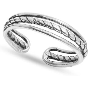 LeCalla 925 Sterling Silver Toe Ring for Women | Antique Simple Open Adjustable Toe-Ring | Minimalist Toe Rings for Gifting