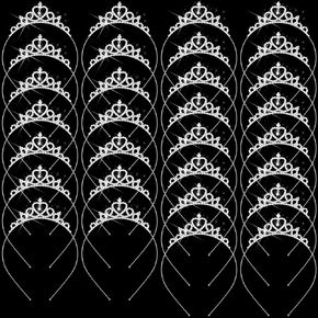 Tondiamo 30 Pcs Tiaras Bulk for Girls Princess Crown Rhinestone Tiaras Bendable Adjustable Headband for Kid Hair Accessory