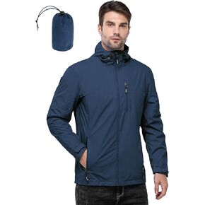Outdoor Ventures Men's Packable Rain Jacket Waterproof Windbreaker Lightweight Raincoat with Hood