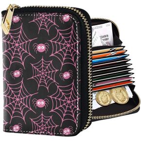 Funny Dog RFID Credit Card Holder Wallets for Women, Leather Zipper Card Case Accordion Wallet for Ladies Gift (Color-A01)