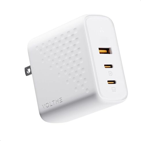 VOLTME 100W GaN III USB C Wall Charger (Foldable Plug), 3-Port PD 3.0 PPS Fast Charge USB-C Charger for Chromebook Laptop, MacBook Pro/Air, Pixelbook, ThinkPad, Dell XPS, iPad, iPhone 14 13, Samsung in Kuwait