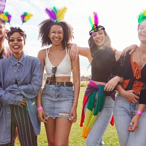 Riceshoot 10 قطع ريشة الفاسناتور Headbands الترتر ريشة القبعات خمر إكسسوارات الشعر للنساء كرنفال حفلة تنكرية in Kuwait