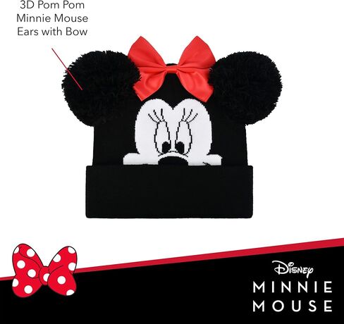 Concept One girls Disney Minnie Mouse Kids Double Pom Cuffed Beanie Hat and Gloves Set in Saudi Arabia