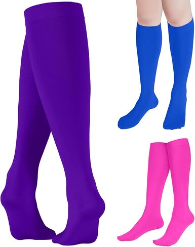 SATINIOR 3 Pairs Ice Skating Socks Roller Skating Socks High Tight Knee Skating Socks Roller Skating Nylon Socks Women Girl in Saudi Arabia