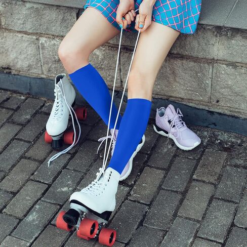 SATINIOR 3 Pairs Ice Skating Socks Roller Skating Socks High Tight Knee Skating Socks Roller Skating Nylon Socks Women Girl in Saudi Arabia