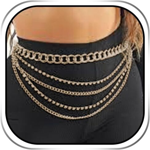 Reetan Boho Crystal Body Chains Layered Waist Chain Rave Belly Chain Party Nightclub Body Jewelry Accessories for Women and Girls in Kuwait
