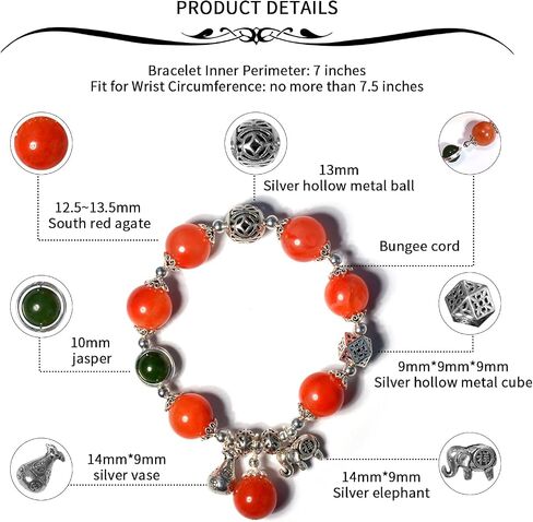 Natural agate stone bracelet,women carnelian bracelet,Green/Yellow/Red 6/12mm Beads silver accessories,Jewelry Healing Bracelets Bring Luck and happyness Prosperity. Mom/Wife/Employee gif in Saudi Arabia
