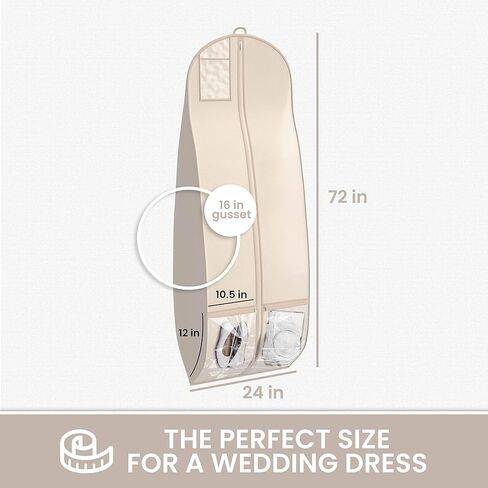 Wedding Dress Garment Bag 16 inch Gusset, with Shoe Pockets and Handle Durable, Rip and Water Resistant Material Large Size Clear Vinyl Pouch for Labeling in Kuwait