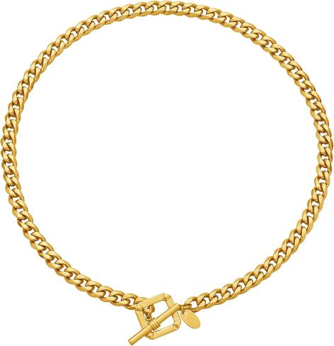 Womens 18K Real Gold Plated Initial Necklace Choker with Double D Letter, 6mm 316L Stainless Steel Diamond-Cut Curb Cuban Link Chain(Custom Box and Pouch Packing for Gift) in Kuwait