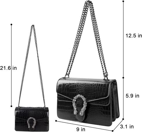 حقيبة كروس بودي حقيبة كتف بطبعة ثعبان للنساء - محفظة جلدية فاخرة على شكل سلسلة in Kuwait