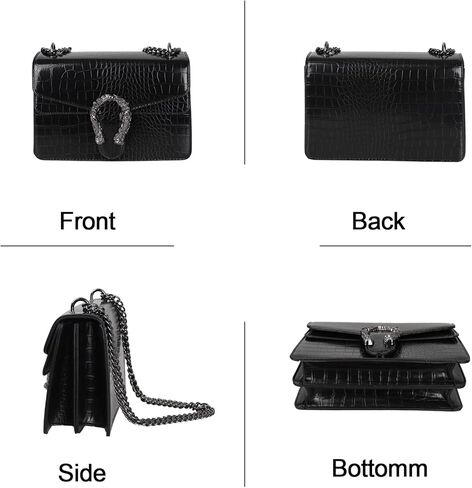 حقيبة كروس بودي حقيبة كتف بطبعة ثعبان للنساء - محفظة جلدية فاخرة على شكل سلسلة in Kuwait