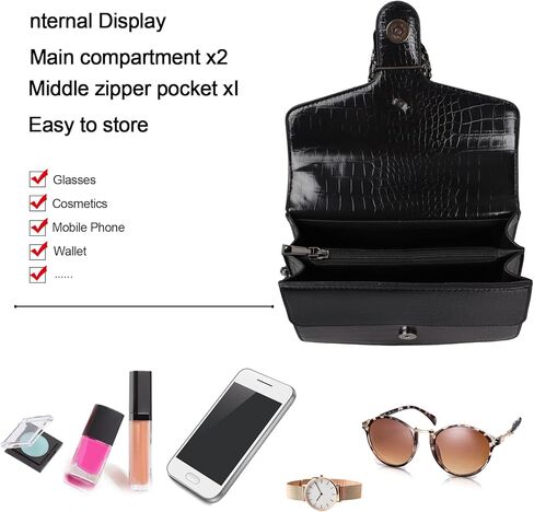 حقيبة كروس بودي حقيبة كتف بطبعة ثعبان للنساء - محفظة جلدية فاخرة على شكل سلسلة in Kuwait