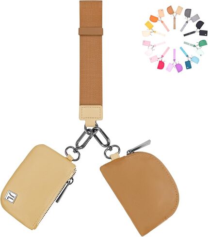 Dual Pouch Wristlet Portable Mini Wallet Detachable Card Holder Small Coin Purse Handbag for Women in Saudi Arabia