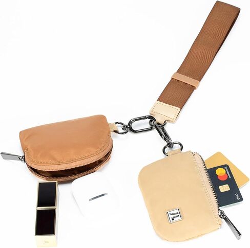 Dual Pouch Wristlet Portable Mini Wallet Detachable Card Holder Small Coin Purse Handbag for Women in Saudi Arabia