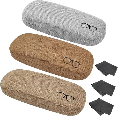 3 Pack Hard Shell Eyeglasses Case, Unisex Portable Glasses Protection Case Linen Fabrics Glasses Case in Kuwait