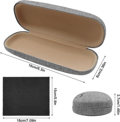 3 Pack Hard Shell Eyeglasses Case, Unisex Portable Glasses Protection Case Linen Fabrics Glasses Case in Kuwait