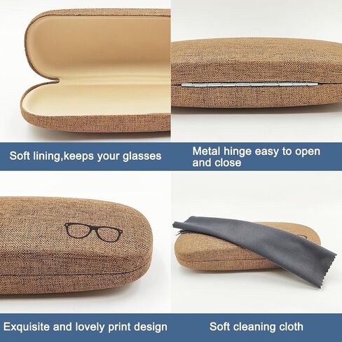 3 Pack Hard Shell Eyeglasses Case, Unisex Portable Glasses Protection Case Linen Fabrics Glasses Case in Kuwait