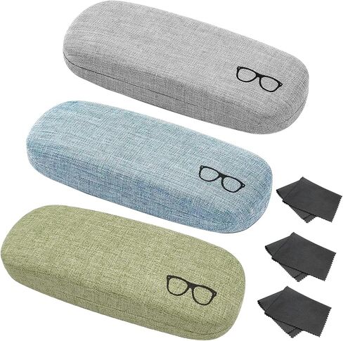 3 Pack Hard Shell Eyeglasses Case, Unisex Portable Glasses Protection Case Linen Fabrics Glasses Case in Kuwait