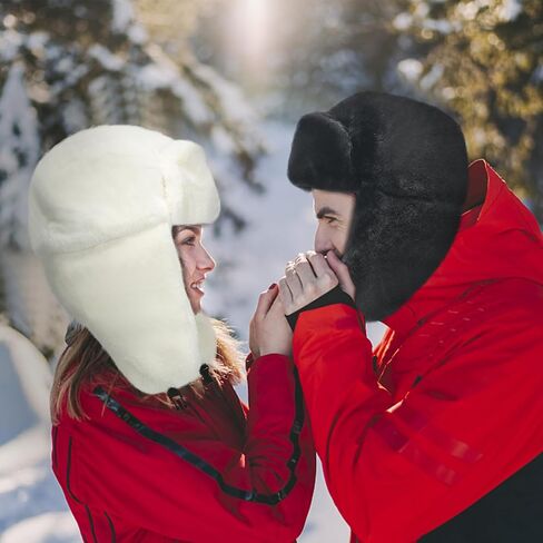 Woman Warm Trapper Hat - Winter Fur Russian Hats with Earflap, Thick Fur Cap for Ski Hunting in Saudi Arabia