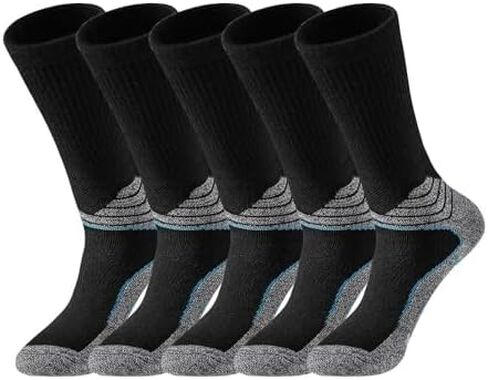 5 Pairs Men's Compression Athletic Socks Arch Support Cshioned Outdoor Work Sports Crew Socks for Men in Kuwait