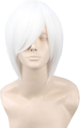 شعر مستعار قصير أسود للجنسين من Topcosplay شعر مستعار مستقيم لأزياء الهالوين مع شعر مستعار بوب in Kuwait