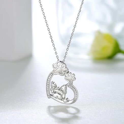 Dog Necklace Sterling Silver Yorkie/Pug/Dachshund Pendant Necklace Dog Jewelry for Women Men in Kuwait
