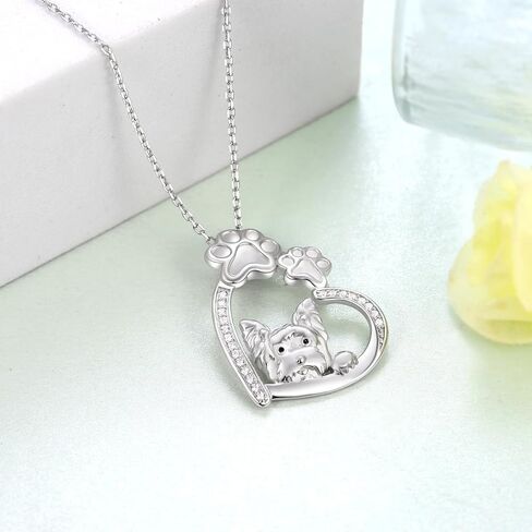 Dog Necklace Sterling Silver Yorkie/Pug/Dachshund Pendant Necklace Dog Jewelry for Women Men in Kuwait