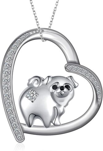 Dog Necklace Sterling Silver Yorkie/Pug/Dachshund Pendant Necklace Dog Jewelry for Women Men in Kuwait
