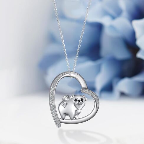 Dog Necklace Sterling Silver Yorkie/Pug/Dachshund Pendant Necklace Dog Jewelry for Women Men in Kuwait