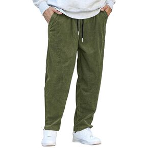 COOFANDY Men's Corduroy Pants Elastic Waist Drawstring Harem Pants Fashion Loose Casual Long Trousers with 4 Pockets
