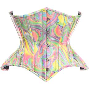 Daisy corsets Womens Top Drawer Retro Swirl Steel Boned Curvy Cut Underbust Cincher Corset