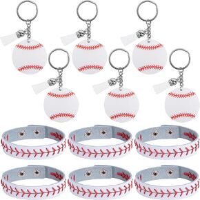 12 Pcs Genuine Leather Baseball Bracelets- Baseball Softball Wristbands Gifts- Baseball Athletes Bangle Cuff Wristband