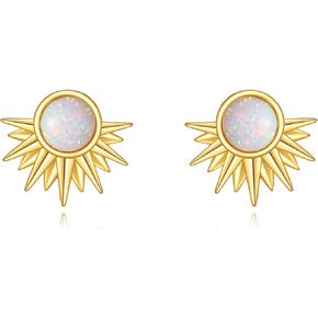DOVRAN 14K Solid Yellow Gold Filigree Stud Earrings for Women Girlfriend Wife Trendy Jewelry