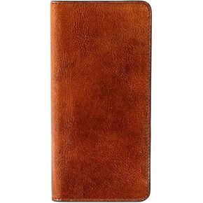 Time Resistance Long Leather Wallet - Suit Wallet - Bifold Mens Leather Wallet - Checkbook Wallet - Tall Billfold Card Wallet - Slim Wallet Made in Italy