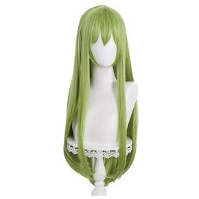 Game Cosplay Wig Green 80cm Long Synthetic Hair Heat Resistant Adult Halloween Role Play Wig