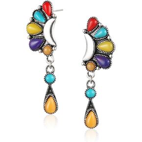 Bohemian Floral Filigree Gold Plated Turquoise Lapis Lazuli Drop Dangle Earrings, 925 Sterling Silver Durable Hook Earrings, Retro Jewelry Gift for Mother Women