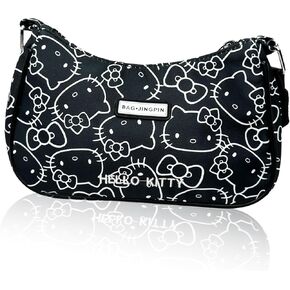 Cute Kitty Friends Shoulder Bags for Women, PU Tote Handbag with Zipper Closure Mini Clutch Shoulder Purse, Underarm Wallet
