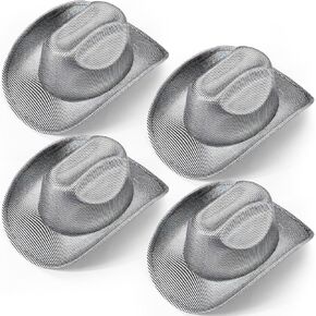 4 Pcs Halloween Cowgirl Hat Sequin Bling Cowboy Hats DIY Shiny Disco Western Hats for Women Men Cosplay Party