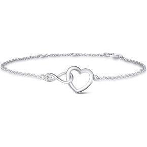 FANCIME 14K Real Solid Gold Infinity Love Heart Jewelry with Moissanite Necklace Bracelet Birthday Gifts for Women Girls Mom Daughter Her