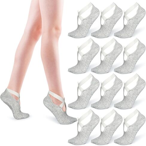 12 زوجًا من الجوارب الناعمة غير القابلة للانزلاق، جوارب البيلاتيس، جوارب اليوغا للنساء، الباليه، الرقص، حافي القدمين، المستشفى in Kuwait