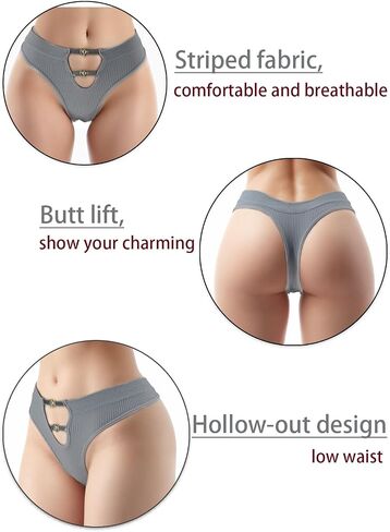 Sexy Underwear for Women 6 Pack Thong Ribbed Hipster Panties Cheeky Bikini Breathable Womens Panties in Saudi Arabia