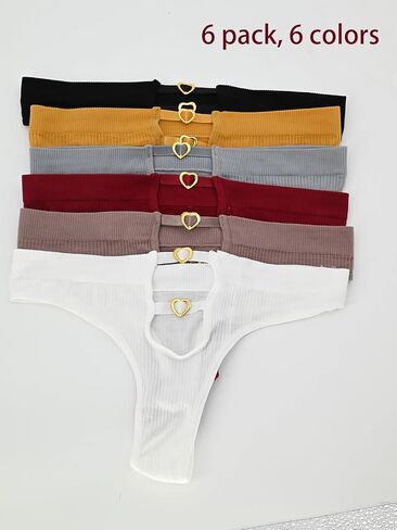 Sexy Underwear for Women 6 Pack Thong Ribbed Hipster Panties Cheeky Bikini Breathable Womens Panties in Saudi Arabia